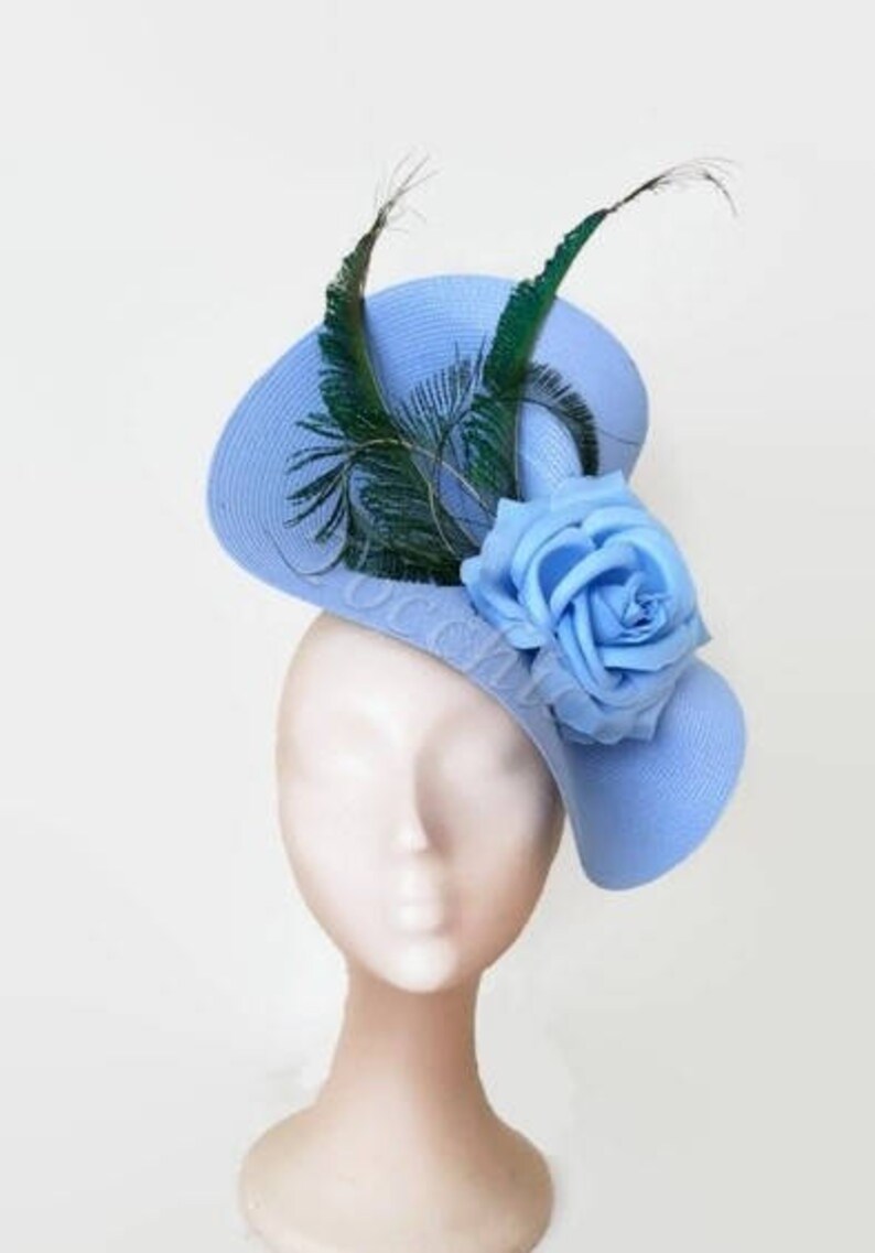 Light blue fascinator kentucky derby hat pale blue peacock Etsy
