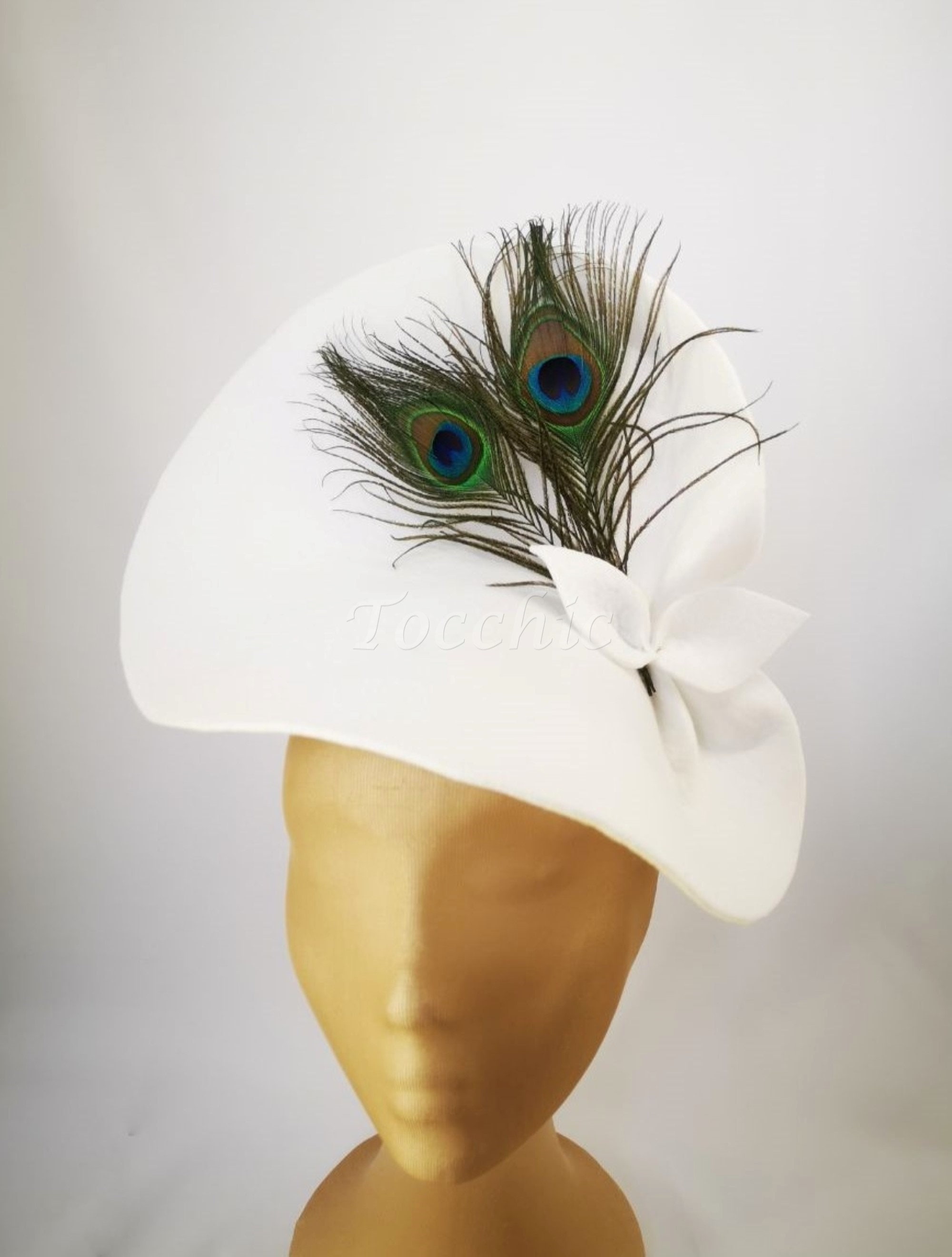 9612 White Tea Party Hat- 2025 Elegant Victoria Feather Fascinators il_fullxfull.7727045143_oawb.jpg main image 3