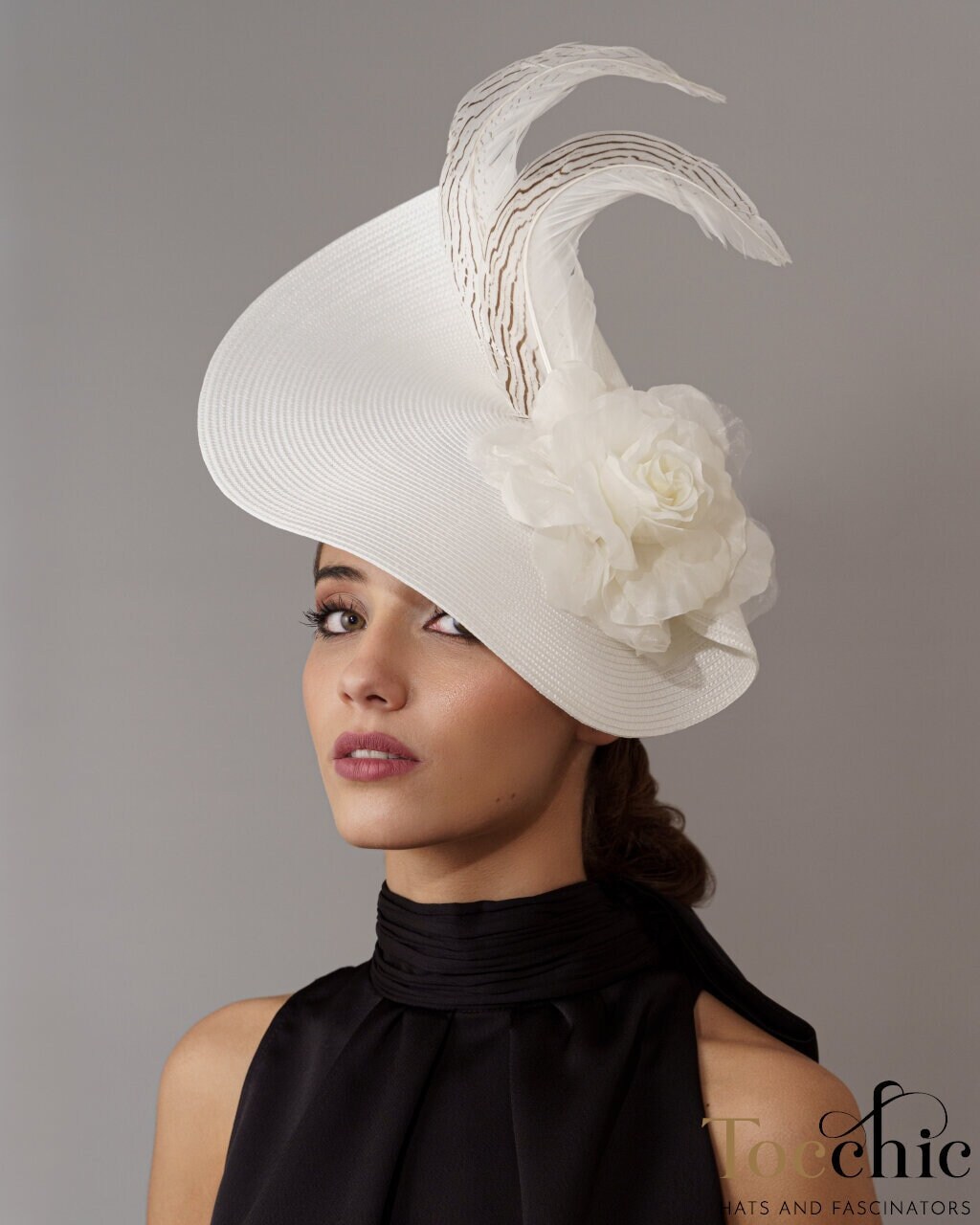 Chapeau De Mariée Plumes Blanches Vintage Années 80 - Occasion