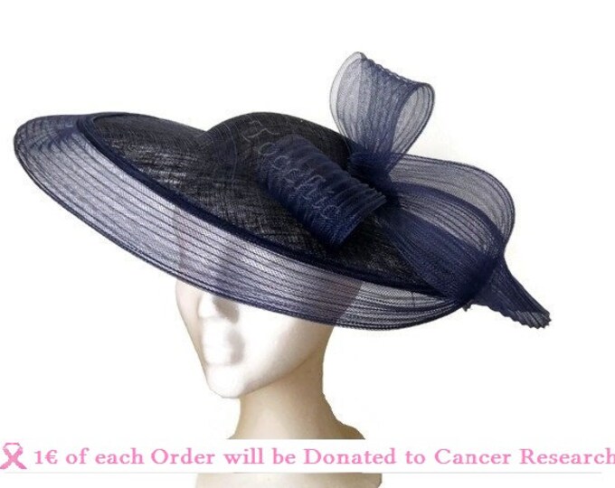 Navy Blue Wedding Hat for Woman Blue Races Hat Navy Derby Etsy