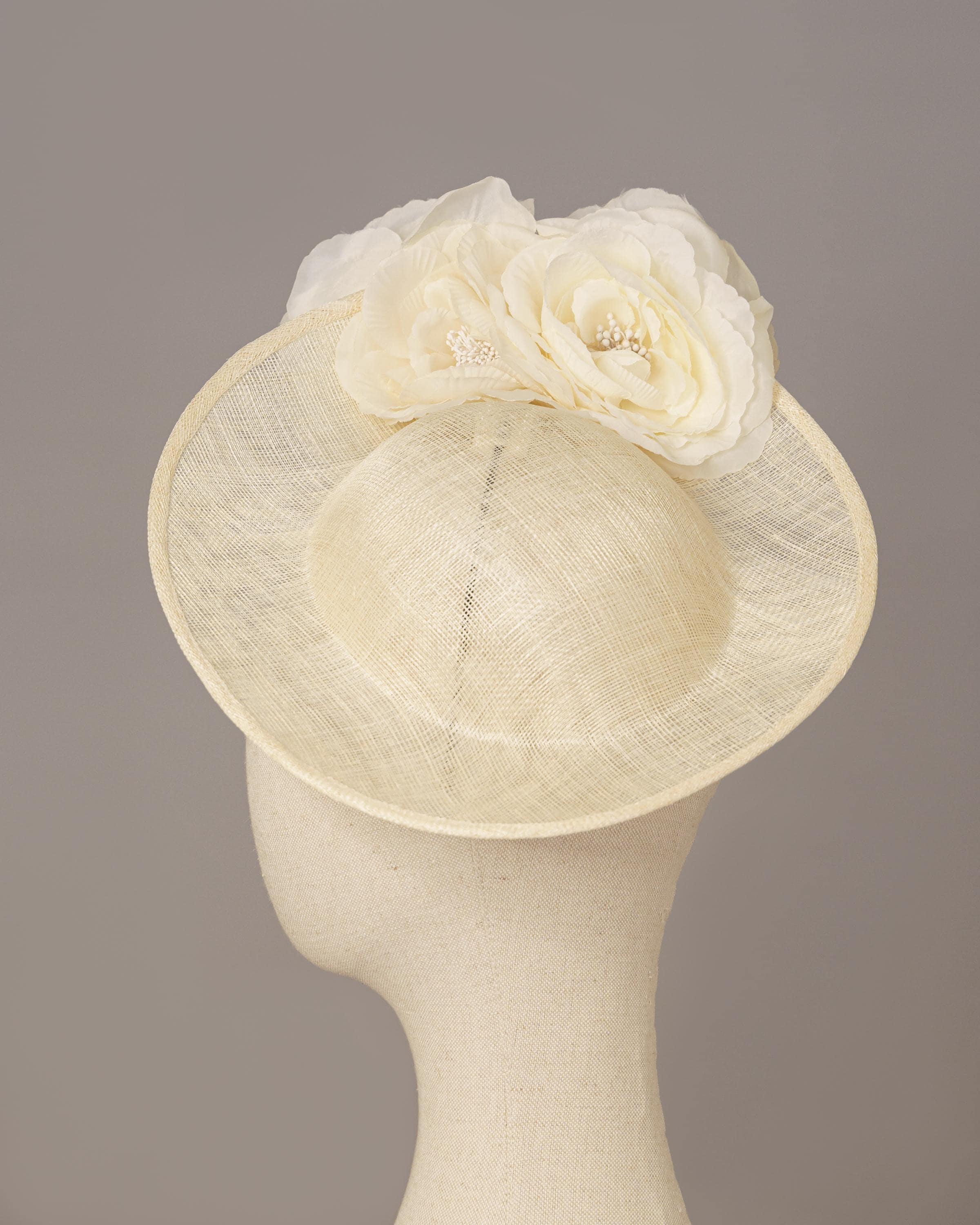 Cream Wedding Saucer Hat With Flowers - Ivory Royal Ascot 
