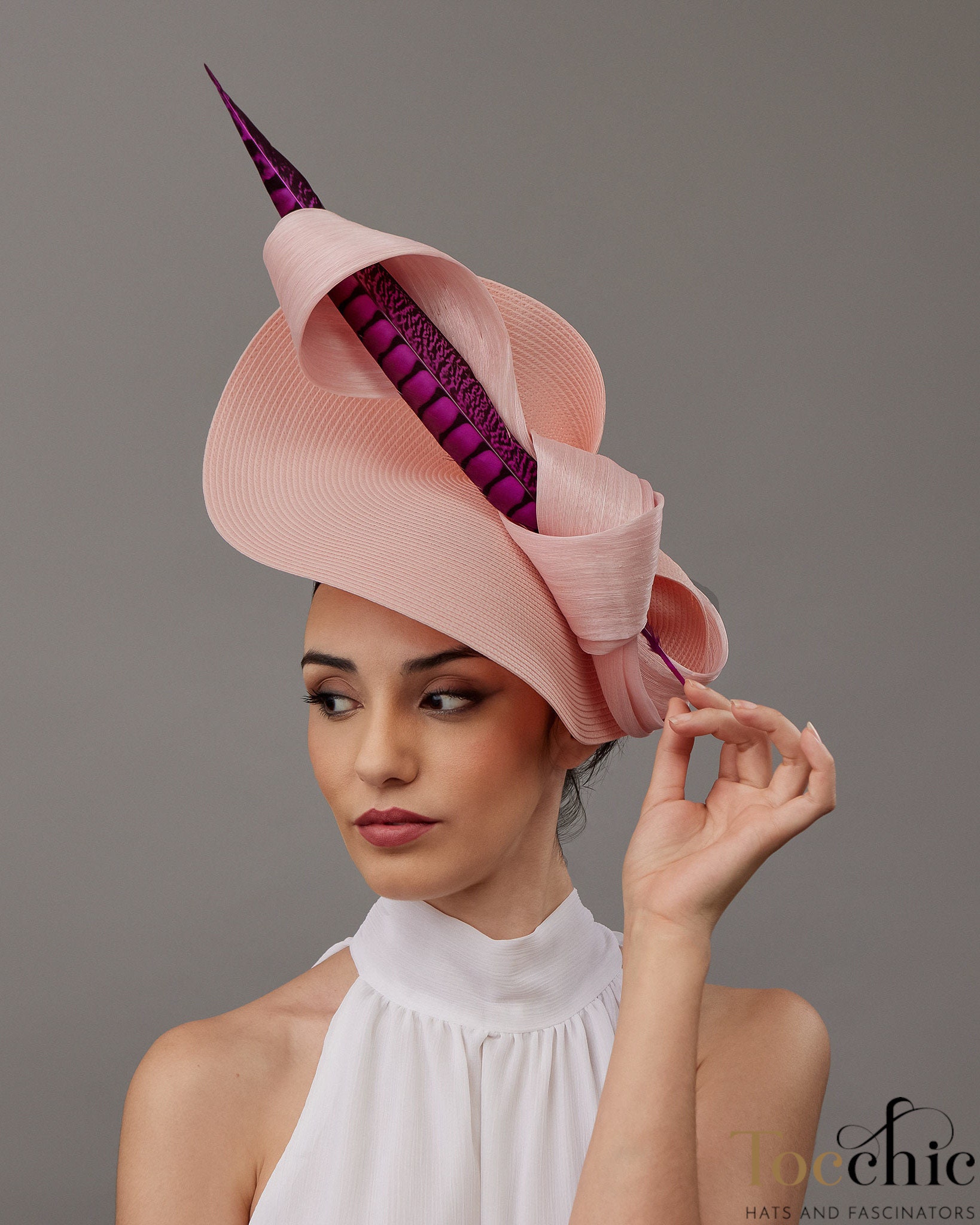 Blush Pink and Fucshia Royal Ascot Fascinator Hat for Woman  display picture 1
