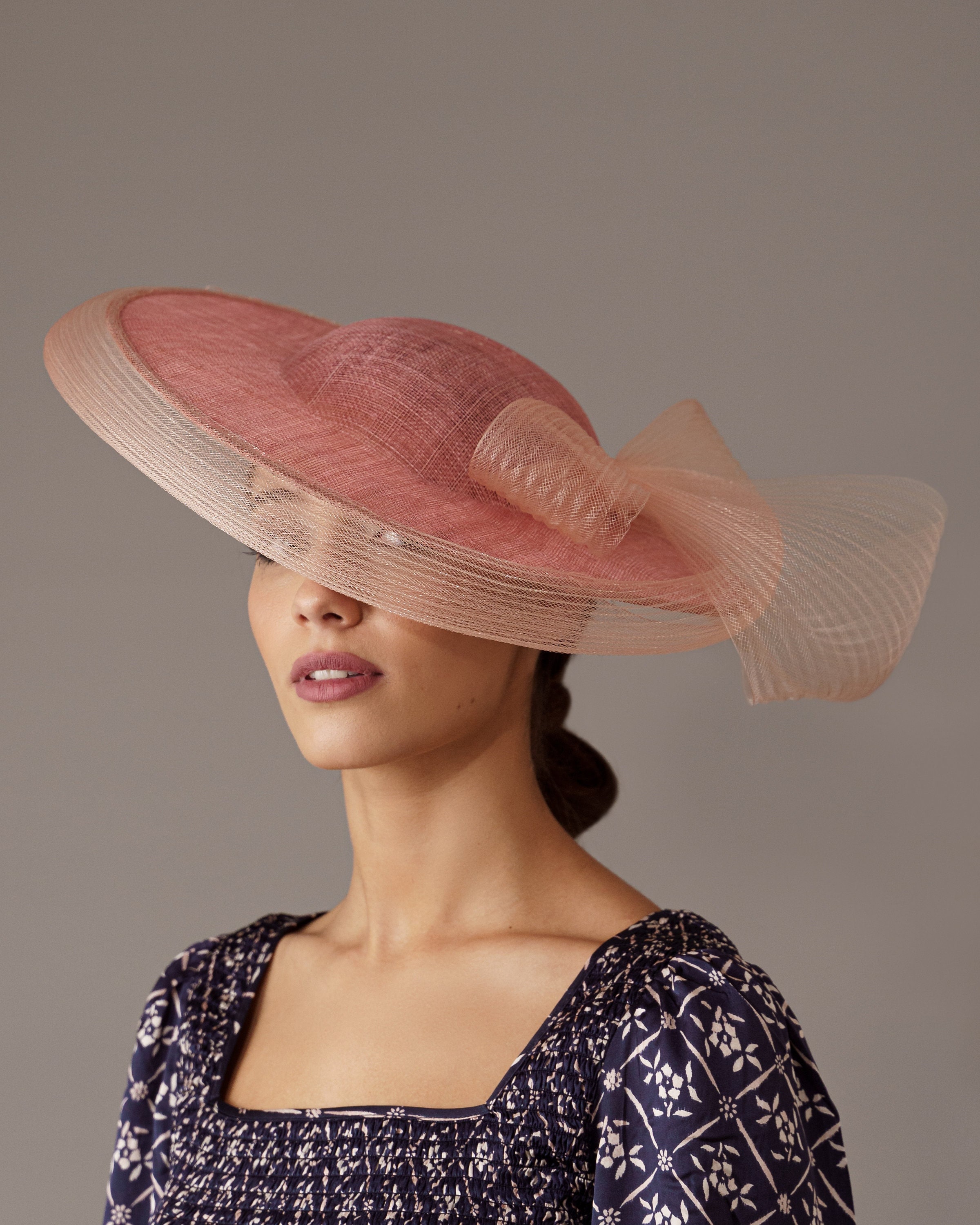 NEW! Elegant Nude Pink Kentucky Derby Hat Pink Boater Hat Nude Pink Kentucky Derby Hat Wedding  main image 3