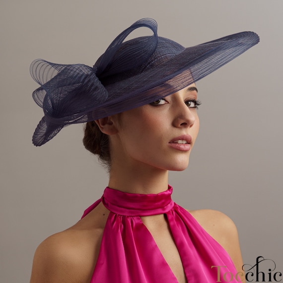 Beloved Millinery Elegant 3PC Navy Fascinator Tea Church Funeral Memorial Behold a powerful combo of navy blue and champagne gold. You  main image 3
