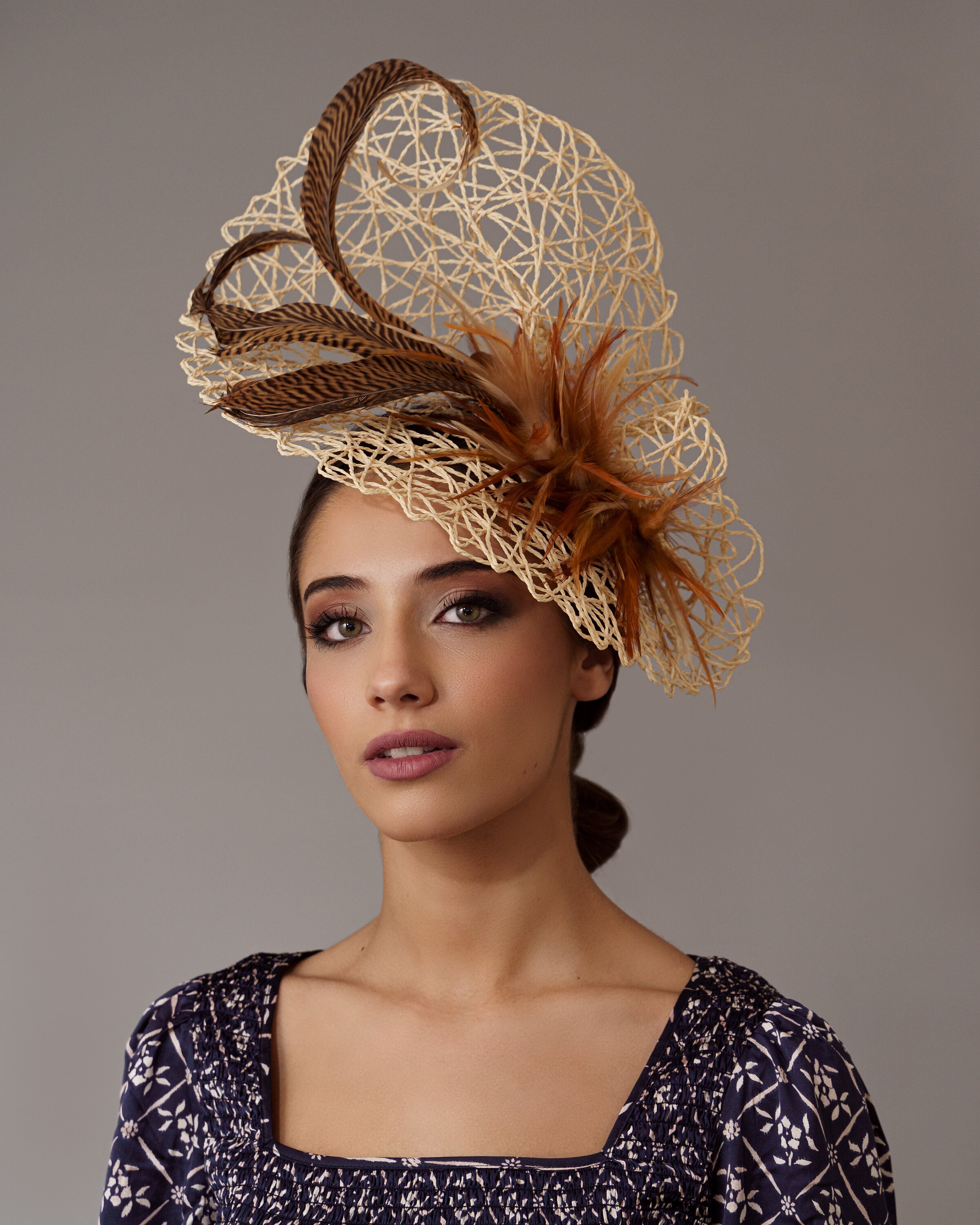 Original Cream Hat With Feathers Cream Wedding Hatbeige Etsy