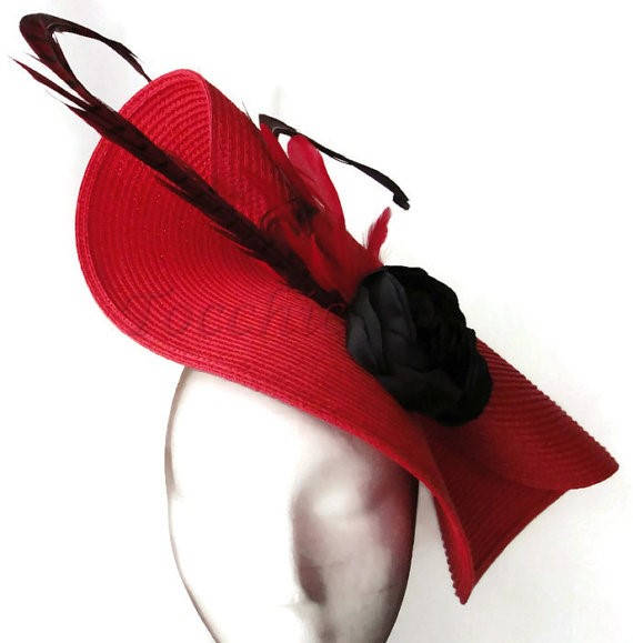 Fascinatorascot Hatwedding Hat Redblack 