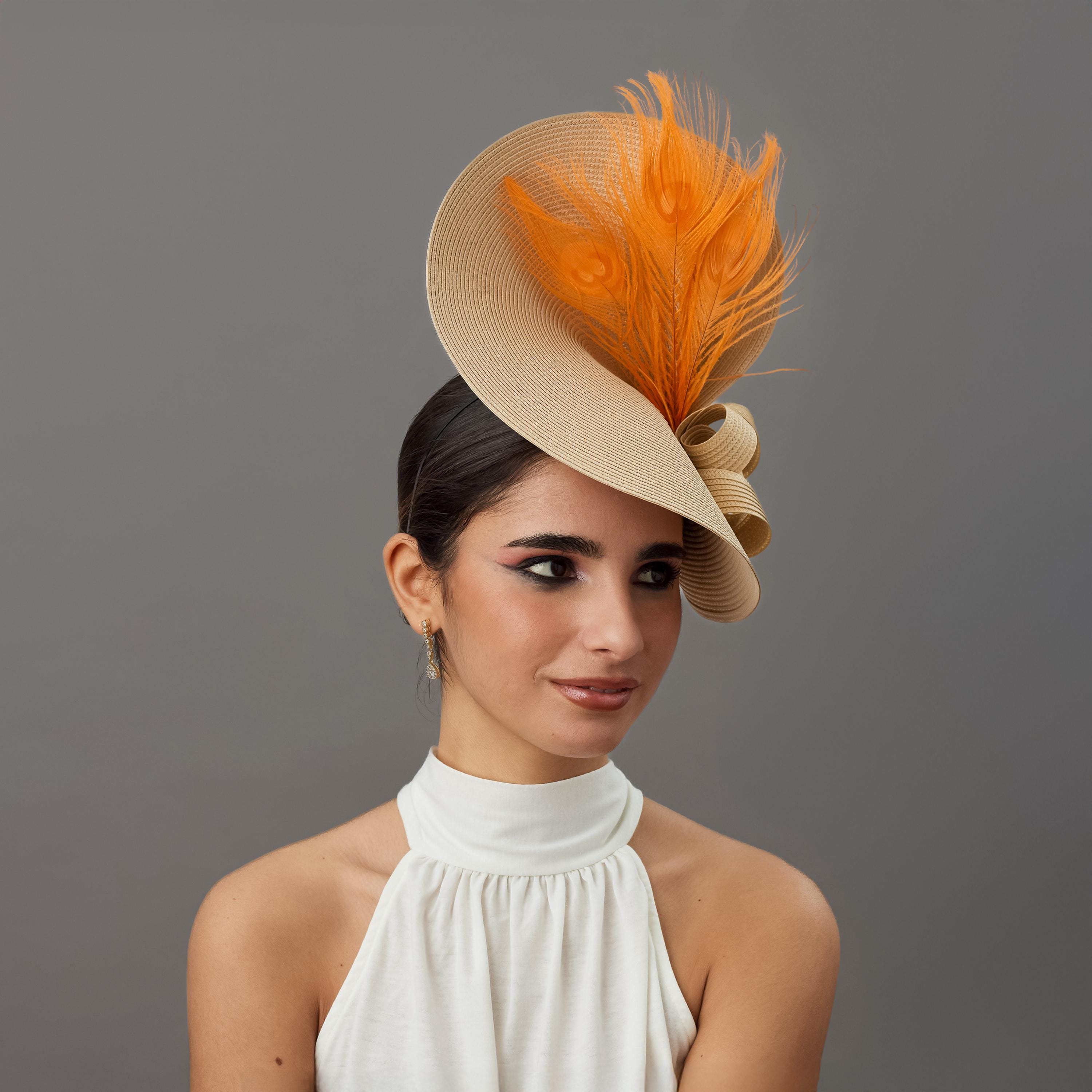 C.C Vibrant Orange Feathered Hat il_fullxfull.6253440067_cogu.jpg main image 2