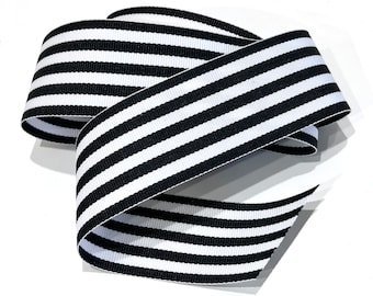 1-1/2 Inch Black and White Striped Ribbon (2 yd.)