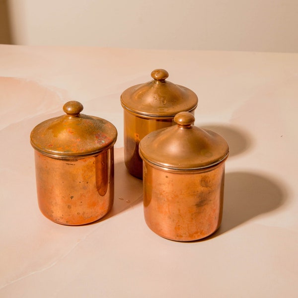 Vintage Copper Kitchenware | Vintage food photography props | Food styling | Kitchenware copper mugs | copper canisters