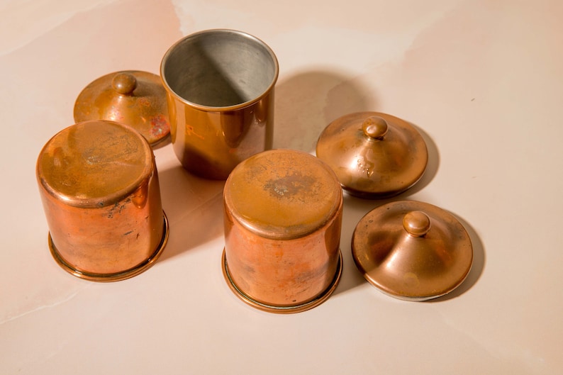 Vintage Copper Kitchenware Vintage food photography props Food styling Kitchenware copper mugs copper canisters image 2