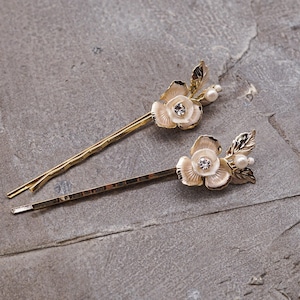 2 PC Gold Porcelain Flower Bridal Hair Pin Pin, Flower Wedding Hair Pin, Wedding Hair Accessory, Bridesmaids Hair Pin Gift UP1459
