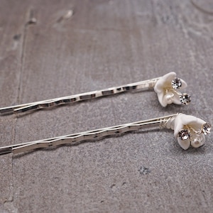 2 PC Silver Porcelain Flower Bridal Hair Pin Pin, Flower Wedding Hair Pin, Wedding Hair Accessory, Bridesmaids Hair Pin Gift UP1461