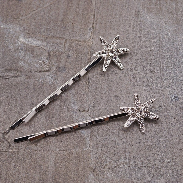 2 PC Silver Crystal Rhinestone Flower Bridal Hair Pin Pin, Flower Wedding Hair Pin, Wedding Bobby Pin, Bridesmaids Hair Pin Gift UP2316