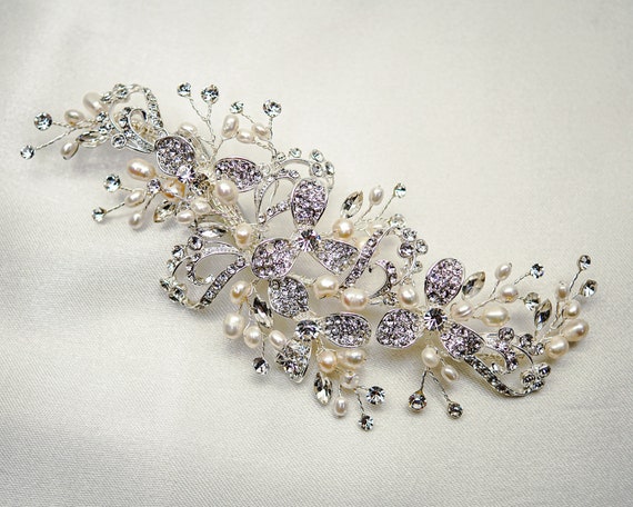 Romantic Vintage-inspired Silver Hair Comb - Rhinestone  display picture 1
