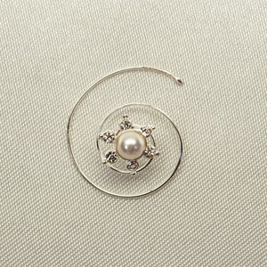Silver Pearl Hair Twist Pin, Flower Bridal Hair Pin, Wedding Hair Accessory, Bridesmaids Hair Pin Gift UP2550
