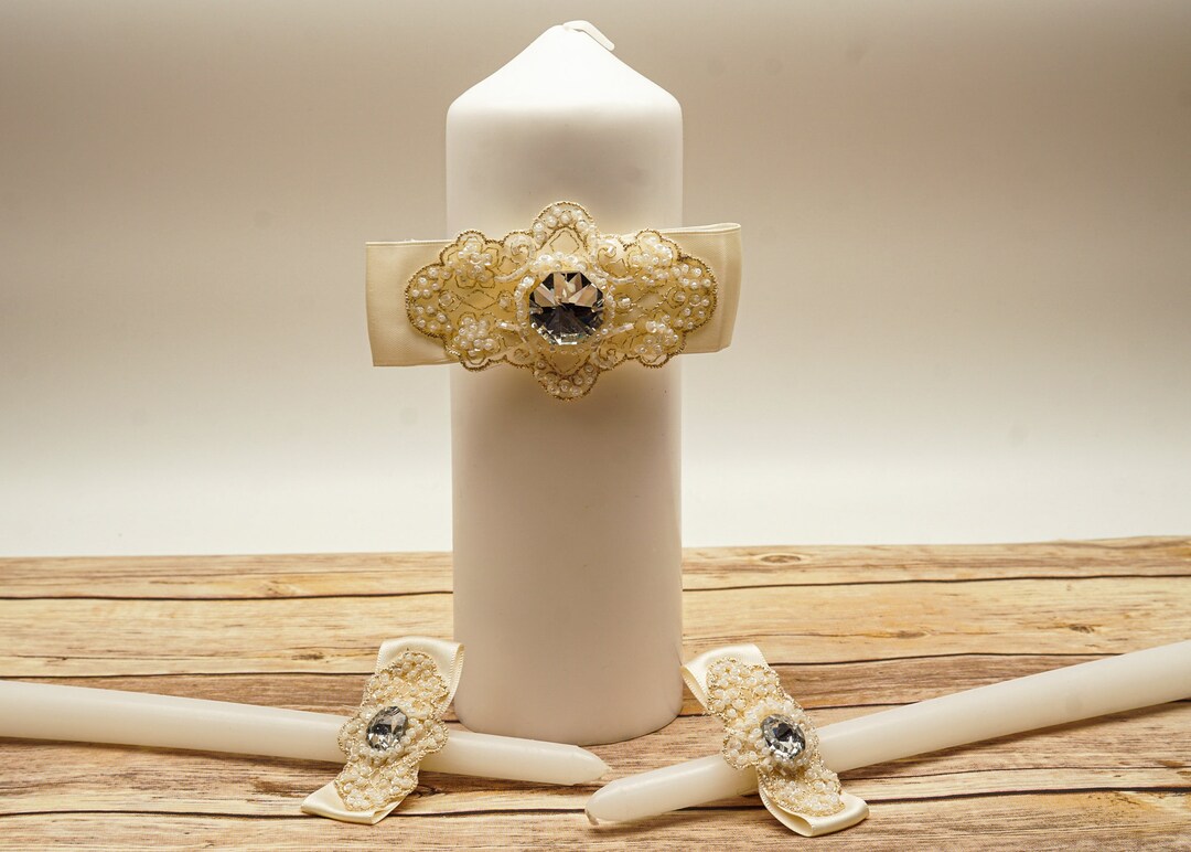 Ivory Unity Candle Set, Wedding Candles, Ceremony Candles, Wedding