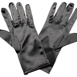 Black Satin Wrist Length Adult Evening Formal Gloves, Classic Wedding Accessory, Bridal Gloves, Prom Accessory, Gala Gloves, Costume Gloves
