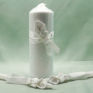 White Unity Candle Set, Wedding Candles, Ceremony Candles, Wedding Candle Set, Wedding Pillar Candle K702