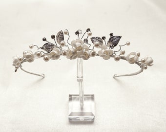 Ivory Tiara Headpiece, Flower Girl Crown Accessory, Wedding Ceremony Accessories UL4101