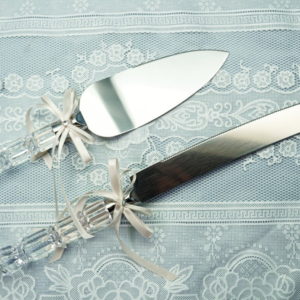 Ivory Wedding Knife and Cake Server Set, Cake Cutter Cutting Set, Serving Set for Bridal Shower Wedding Gift H700