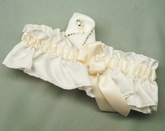 Ivory Wedding Bridal Garter Set, Toss Garter, Keepsake Garter, Garter for Bride, Prom Leg Garter K702