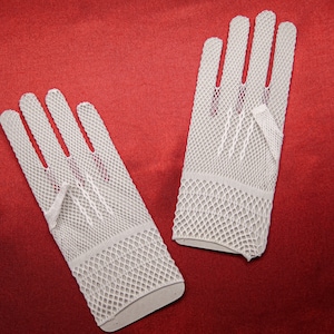 White Fish Net Gloves Adult Evening Formal Gloves, Classic Wedding Accessory, Bridal Gloves, Prom Accessory, Costume Gloves