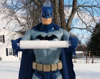 BATMAN Toilet Paper TP Holder !!! DC Comics 19" Batman Figure with Wooden Base ~ Bathroom Decor ~ Justice League