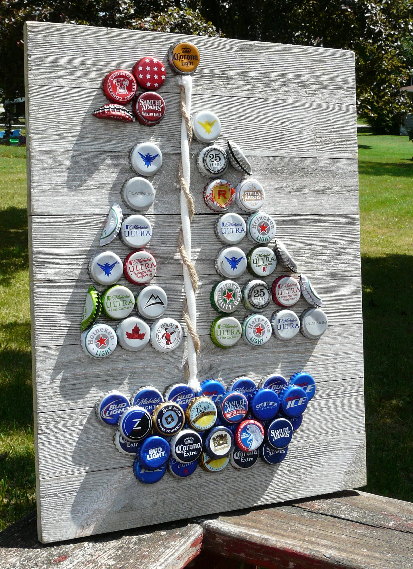 Mixed Beer Bottle Cap Sailboat Bottle Cap Art on 12x16 Etsy