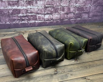 Full Grain Leather Dopp Kit, Toiletry Bag, Hand made in BC, Canada