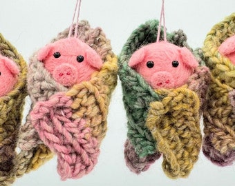 Handmade pig in blankets Christmas tree decorations