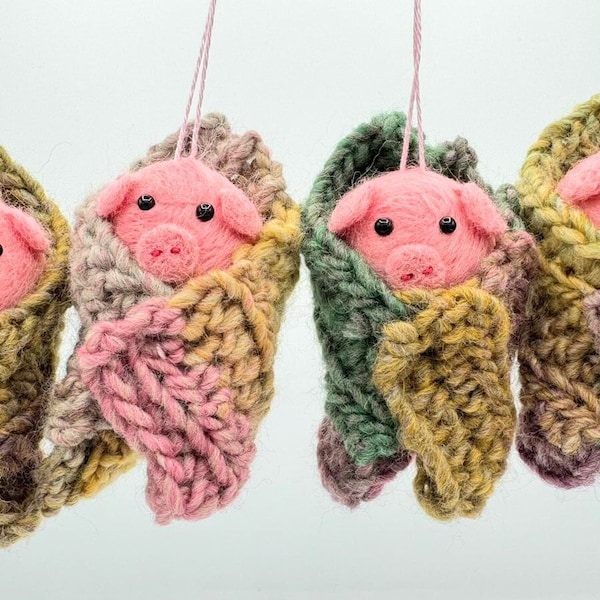 Handmade pig in blankets Christmas tree decorations