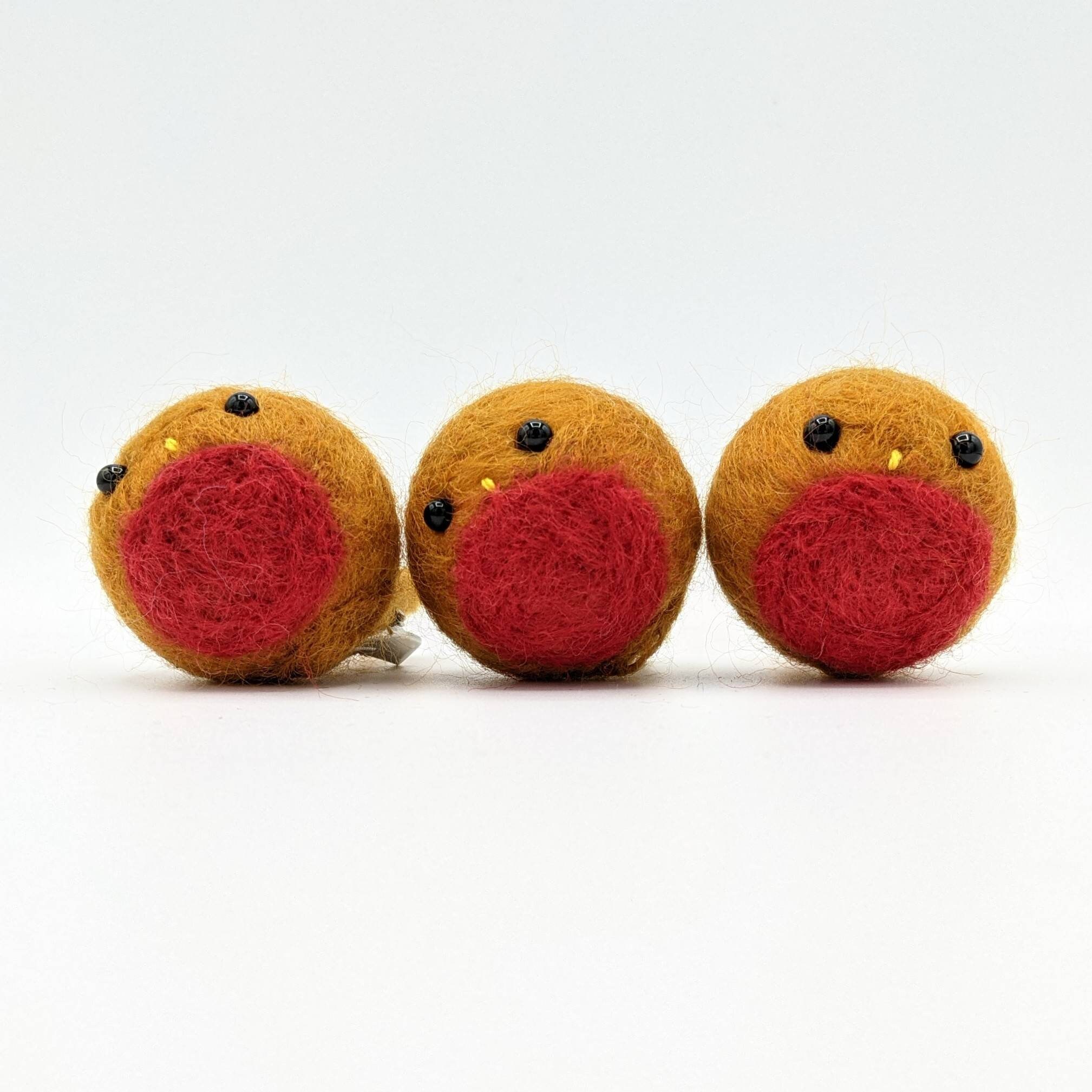 Felted robin bird clip on Christmas tree decorations