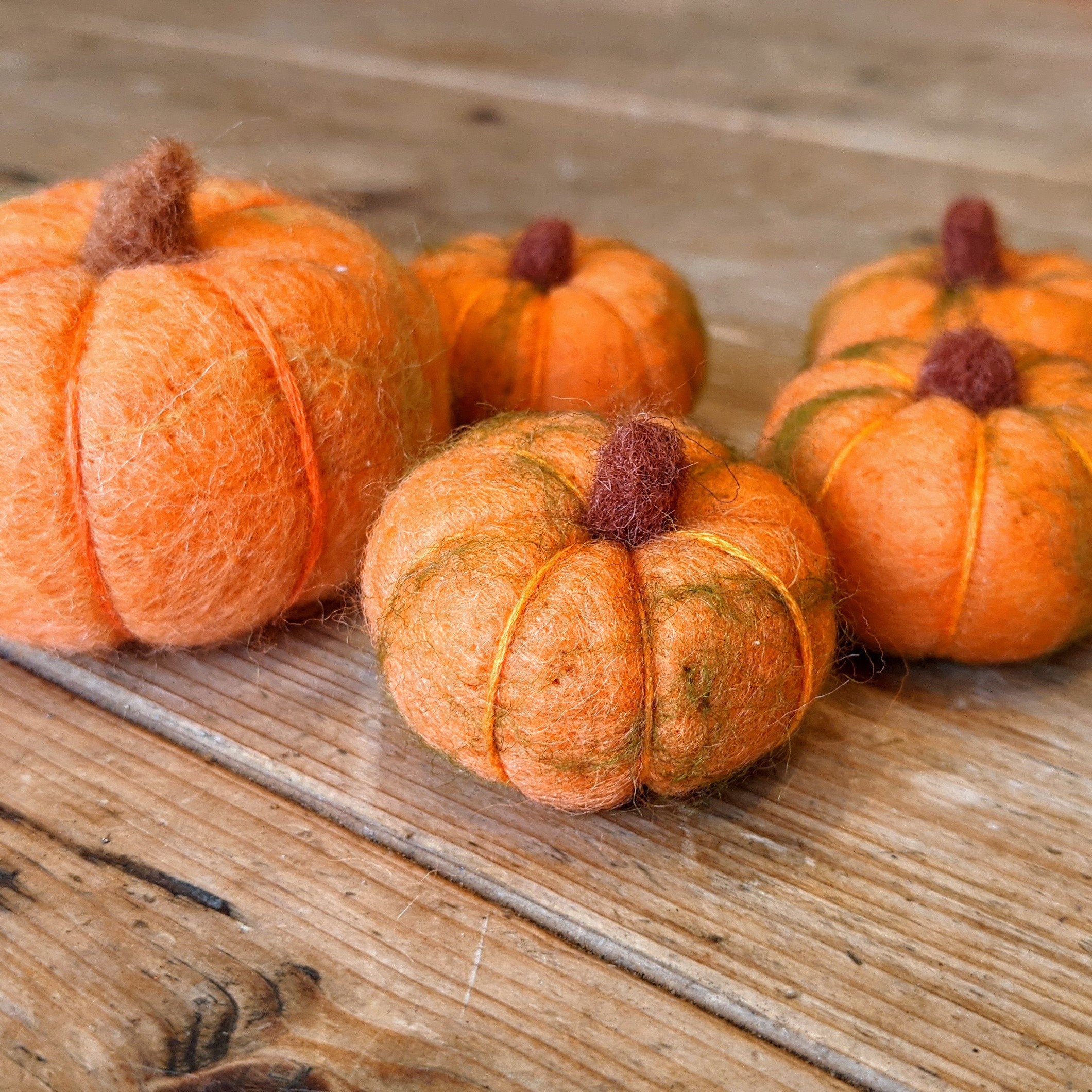 Handmade Needle Felt Pumpkin Halloween Decoration (small)