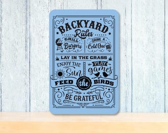 Backyard Rules - Metal Home Decor Sign | 12x18 inches