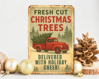 Fresh Cut Trees - Metal Home Decor Sign | 12x18 inches