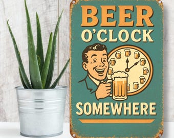 Beer OClock - Metal Home Decor Sign | 12x18 inches