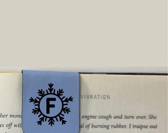 Snow Monogram - Bookmark | Magnetic | Engraved Leatherette