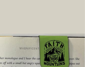 Faith can Move Mountains - Bookmark | Magnetic | Engraved Leatherette