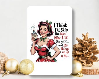 Skip the Nice List - Metal Home Decor Sign | 12x18 inches