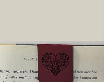 Heart Mandala - Bookmark | Magnetic | Engraved Leatherette
