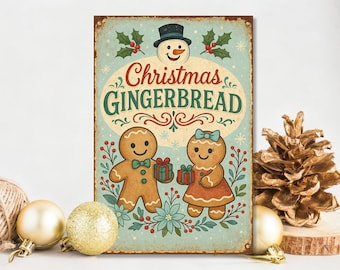 Christmas Gingerbread - Metal Home Decor Sign | 12x18 inches