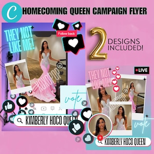 HOCO, Homecoming Queen, Campaign, Class Government Body, Buttons, Stickers, Canva Template Digital Download, Graduation