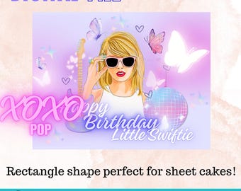 Little Swiftie Birthday Sheet Cake Topper, Instant Download, Printable Edible Image, Tween, Digital