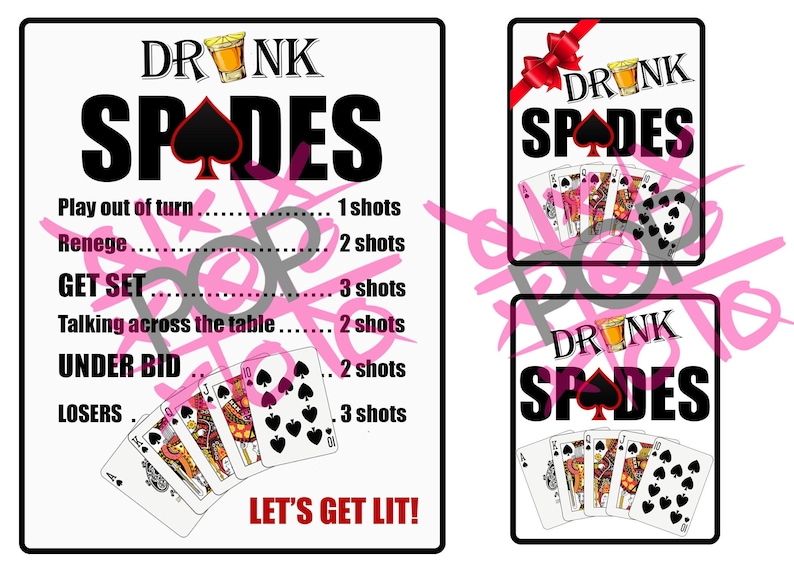 Download Drunk Spades Game Print | Etsy