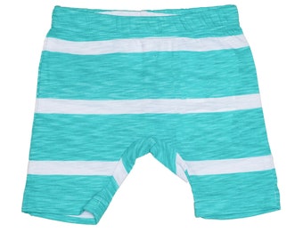 Sea Green Striped Baby Shorts: Safal KIDS Toddler Clothes