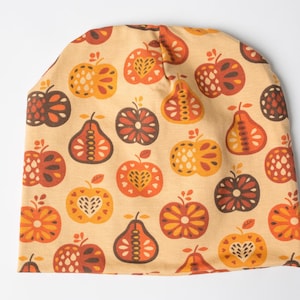 Hat with apple design, beanie hat