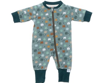 Zippered Baby Romper: Eco-Tex Fabric, Pixel Print, Newborn Gift