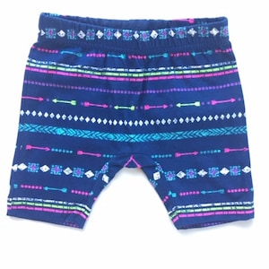 Baby shorts blue and colorful arrow pattern