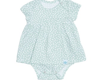 Bodysuit dress green with white spots