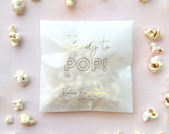 Baby Shower Ready to 'POP' Popcorn Treat Bags, Popcorn Favour, Baby Shower Gift, Baby Party, Gender Reveal Party